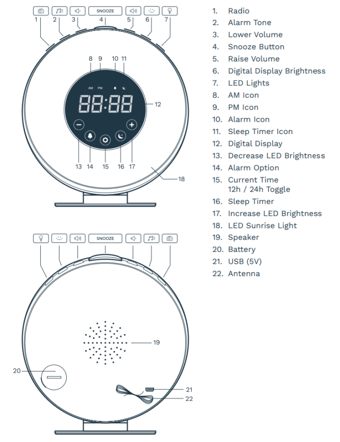 hOmeLabs Sunrise Alarm Clock Radio